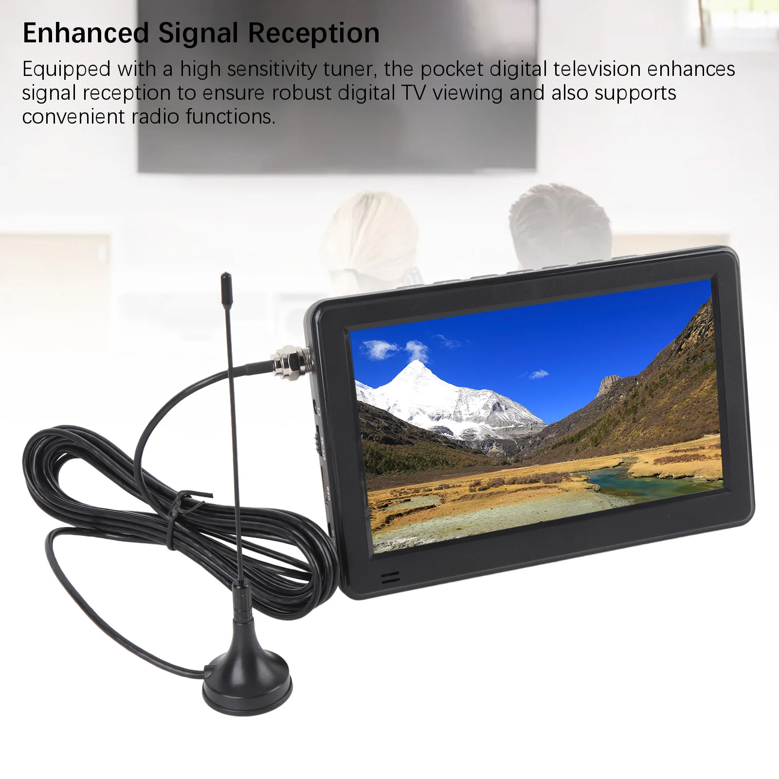 6인치 휴대용 TV 컬러 TFT LED USB 포트 충전식 배터리 작동식 포켓 디지털 텔레비전(캠핑용 리모컨 포함)