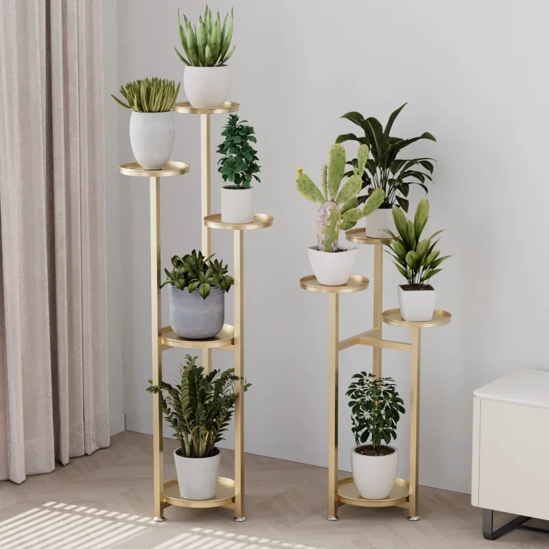 Modern Minimalist Iron Flower Stand Multi-Tier Indoor Balcony Plant Shelf Living Room Decorative Floor Plant Stand