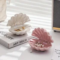Creative Mini Ceramic Shell Jewelry Storage Tray Jewelry Necklace Display Desktop Jewelry Birthday Gift for Friends 1