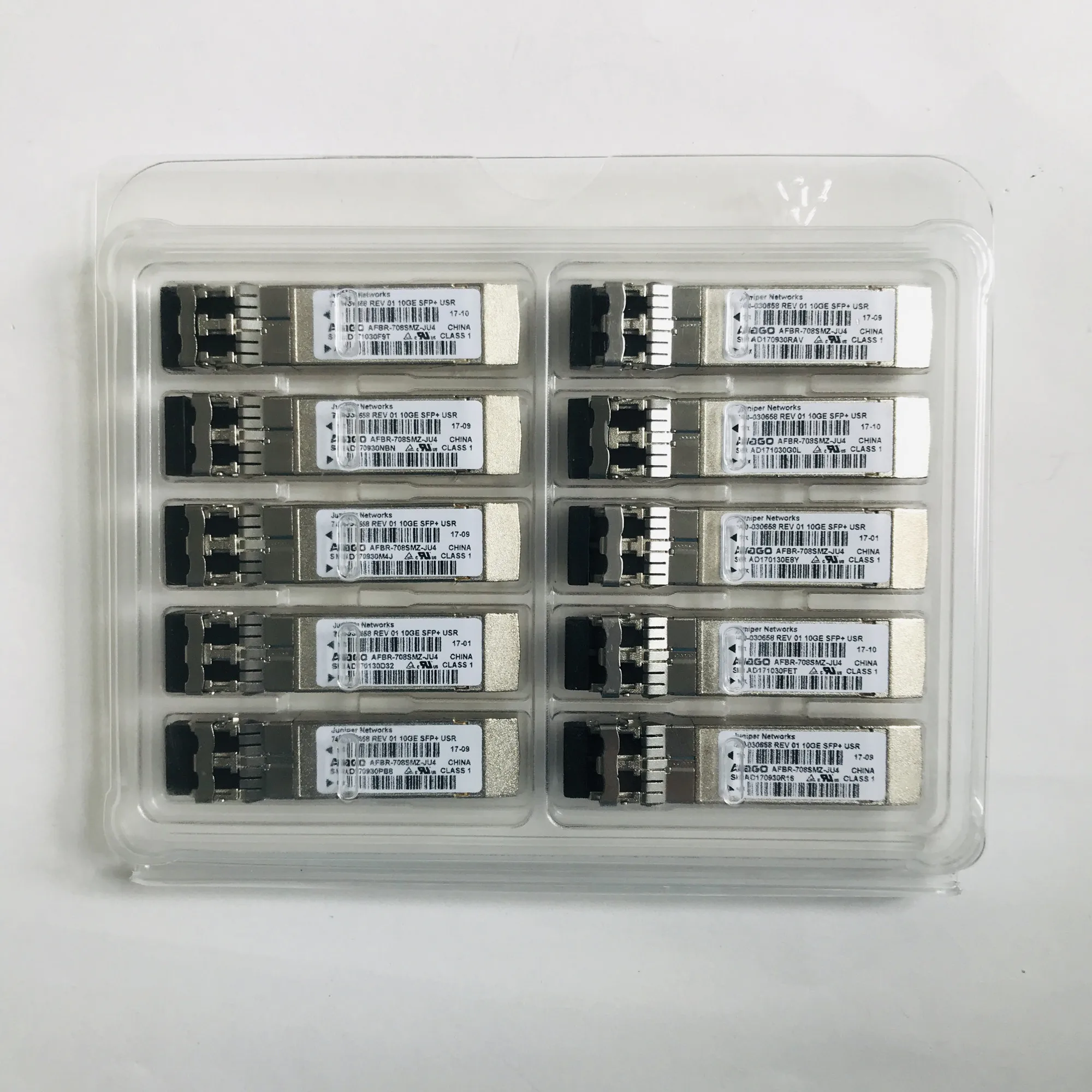 Juniper Fiber Module 10g SFP AFBR-708SMZ-JU4 740-030658 740-021308 AFBR-709SMZ-JU4 FTLX8571D3BCL-J1 FTLX8574D3BCL-J1 850NM 300M