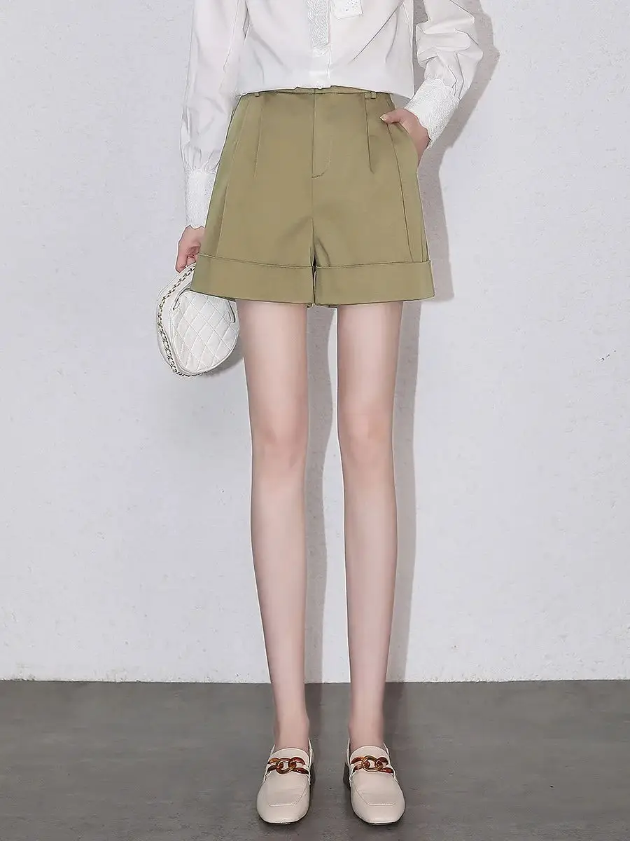 LOUIS YAO Short Pants for Women 2024 Summer High Waist Loose Wide Leg Pants Casual Basic Trousers