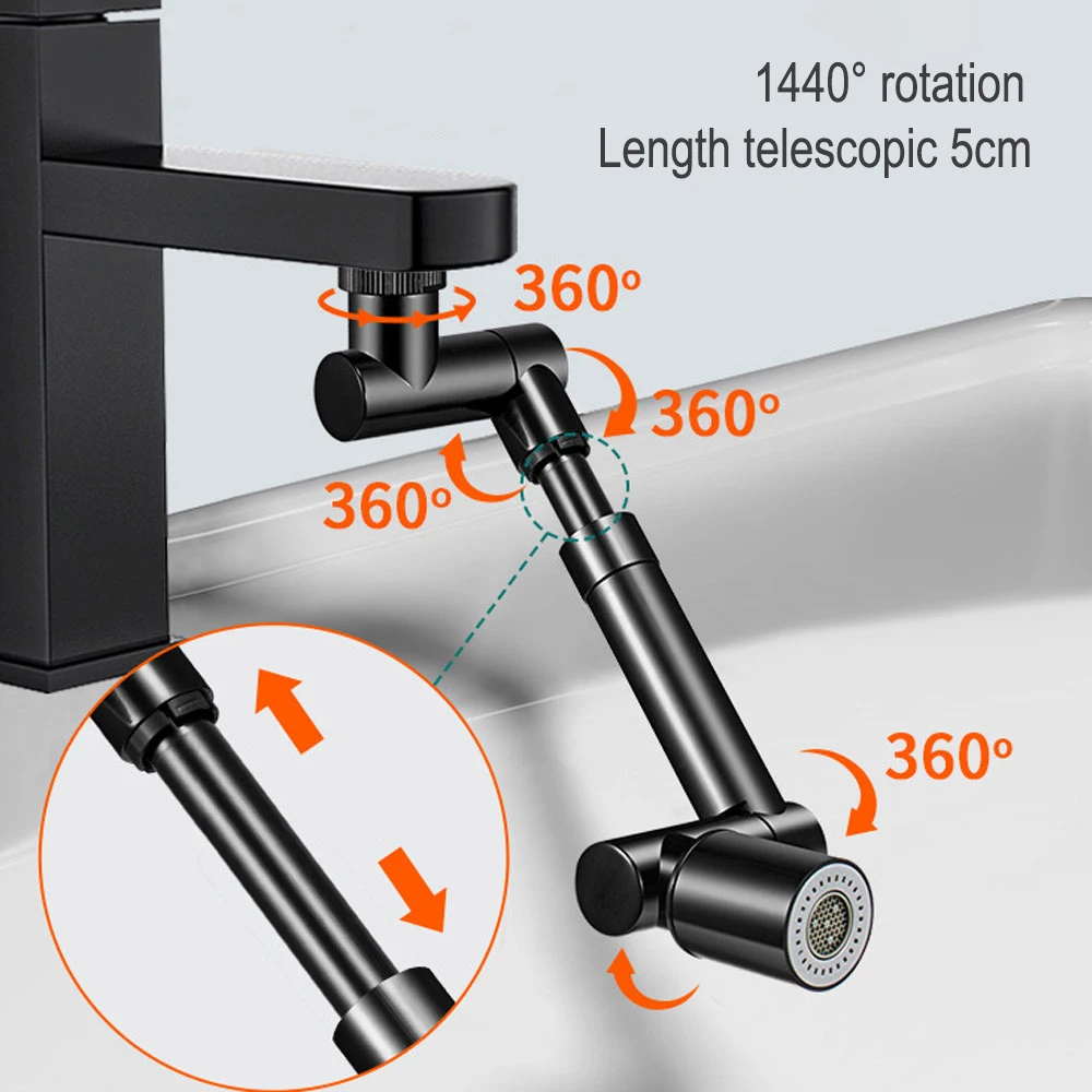 Mechanical Arm Rotary Expansion Faucet Aerator Kitchen Bathroom Universal 1440 &deg; Rotary Faucet Aerator Expander Splash Filter