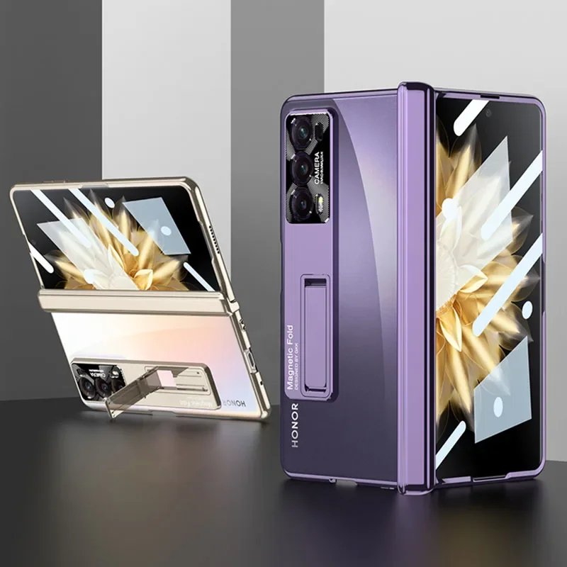 Luxury Plating Transparent Case for Honor Magic V2 Magnetic Hinge Outer Screen G
