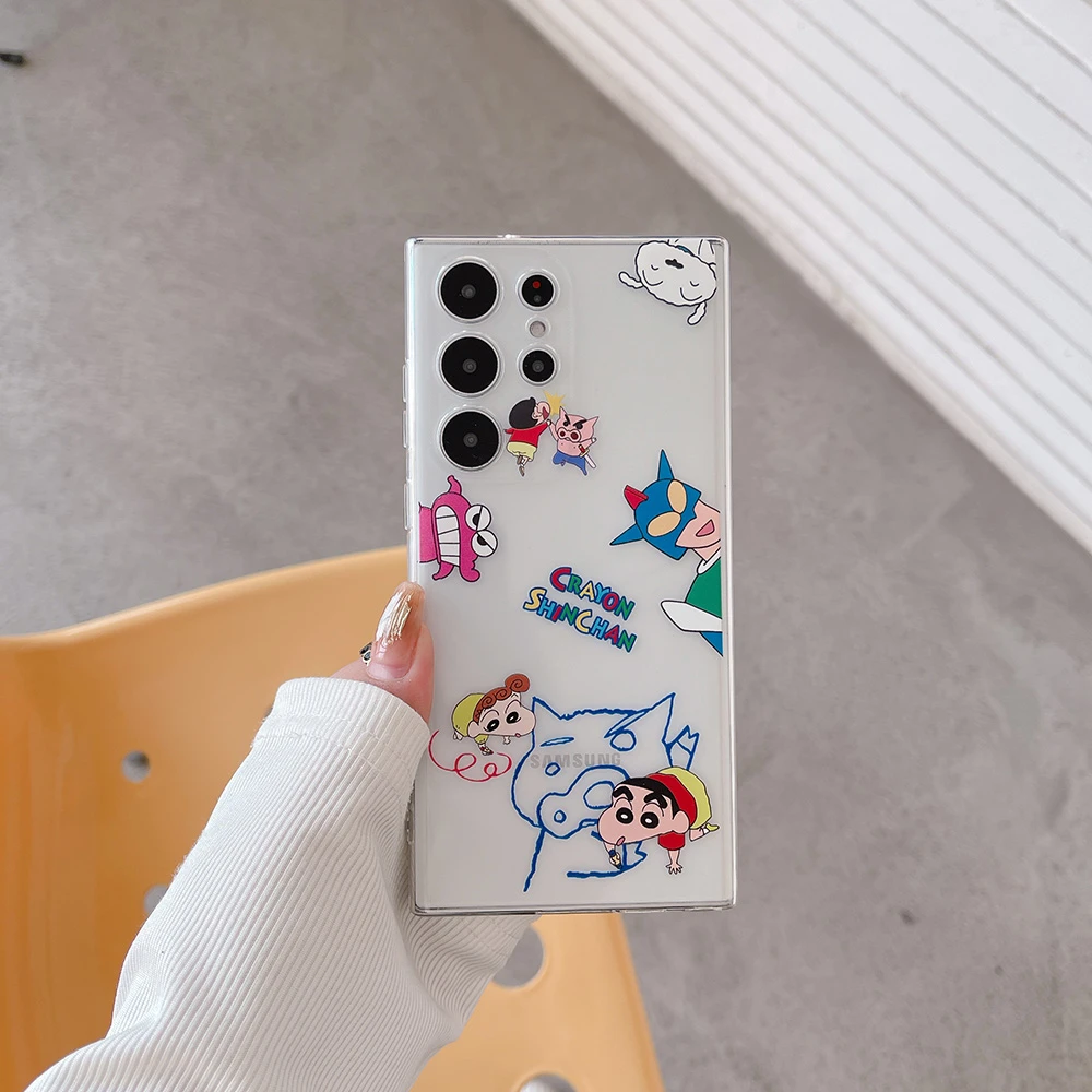 Cute Cartoon Crayon Shin-chan Transparent Phone Case - Soft TPU Cover