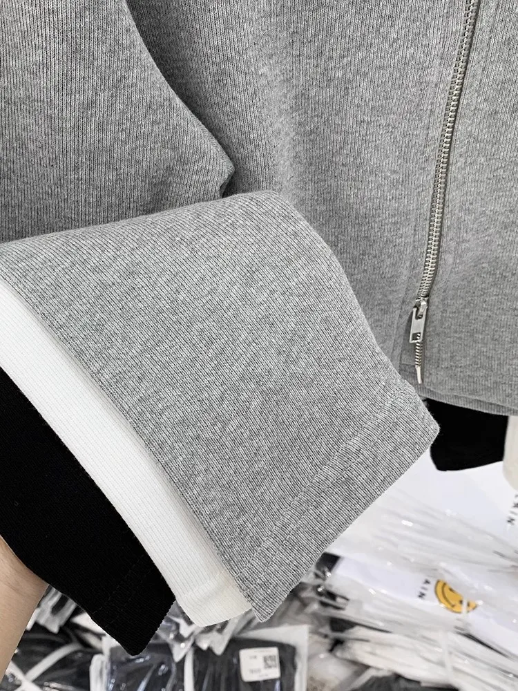 Women's Knitted Hat Jacket Double Zipper Design Short Style Spring Autumn Fashion Elastic Fiber Long Sleeve  Color Top - 4