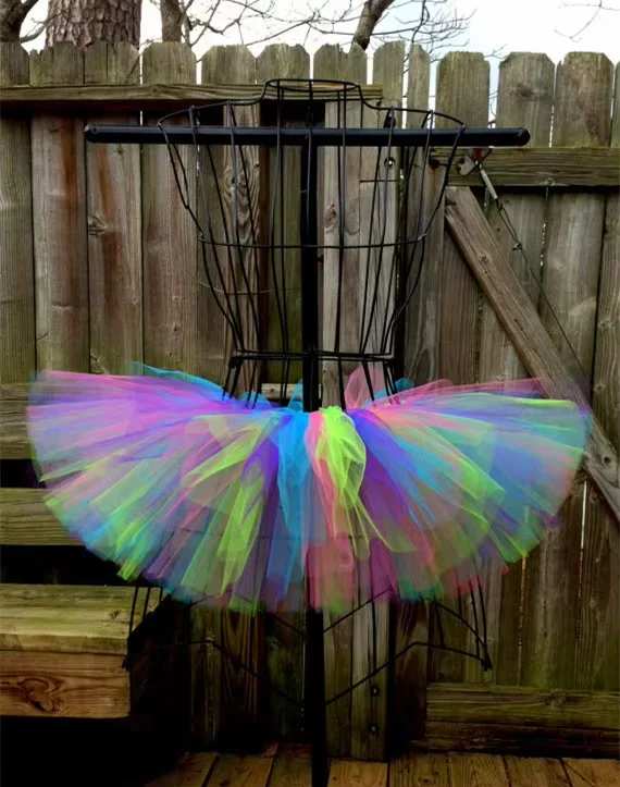 Mädchen Mehrfarbige Tüllröcke Baby Ballett Tanz Tüll-Pettiskirts mit Goldener Pailletten-Schleife Kinder Geburtstagsparty Kostüm Rock Kleidung – Detail 1