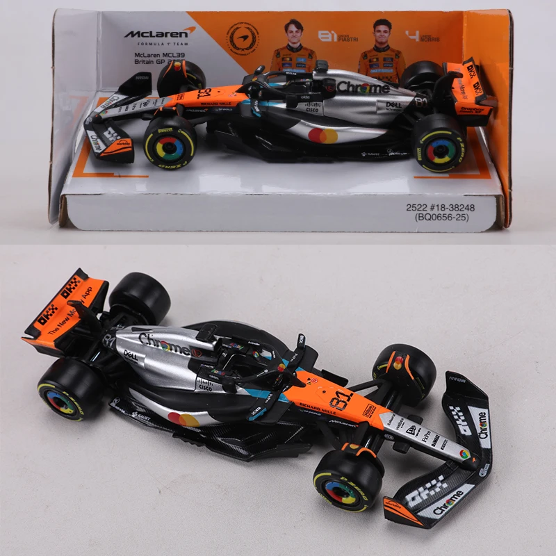 부라고 1:43 맥라렌 MCL39 브리티시 GP 2025 F1 팀 합금 모형 자동차