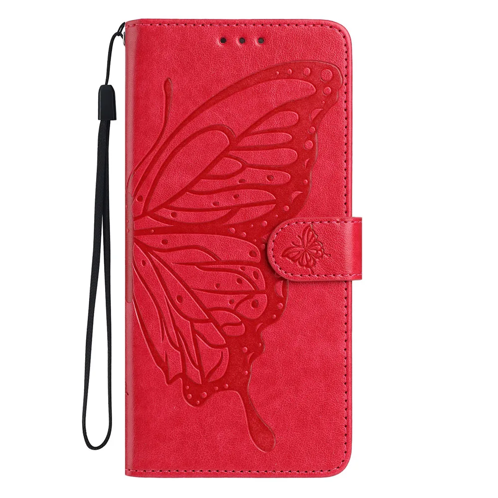 Butterfly Flower Leather Phone Wallet Case with Card Holder and Flip Cover