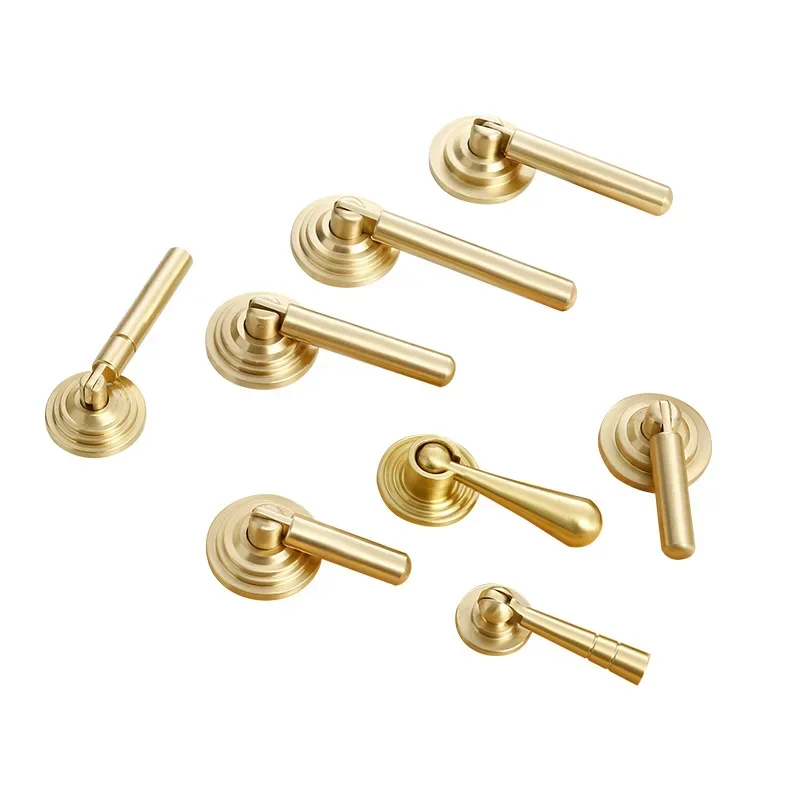 Gold brushed cabinet door Brass handle Furniture hardware clothing cabinet pure copper handle Cabinet door window accessories