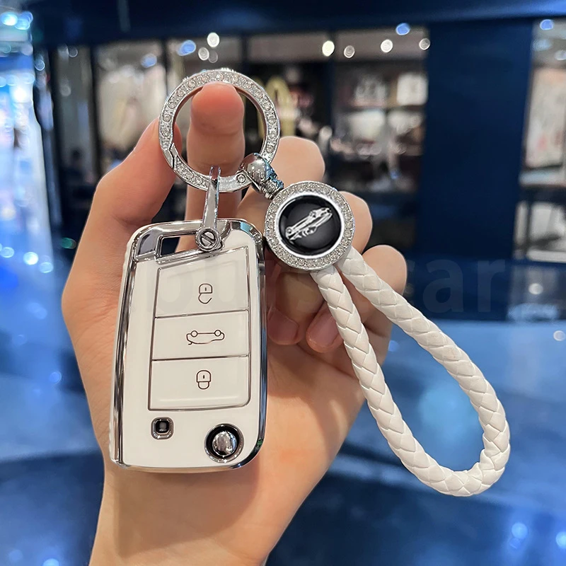 TPU Key Case Cover Fob for VW Volkswagen Tiguan MK2 T-roc T-cross Golf 7 MK7 Skoda Octavia Kodiaq Karoq Seat Ateca Leon Car