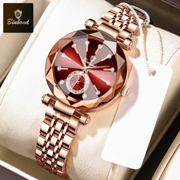 BINBOND Luxury Elegant Ladies Wristwatch Waterproof Stainless Steel Watch for Woman Simple Casual Dress Women's Quartz Watches