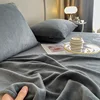 2024 New High Gram Heavy Milk Velvet Solid Color Single Product Bed Sheet Thickened Warm Mattress Cover Skin Friendly Bedding 5