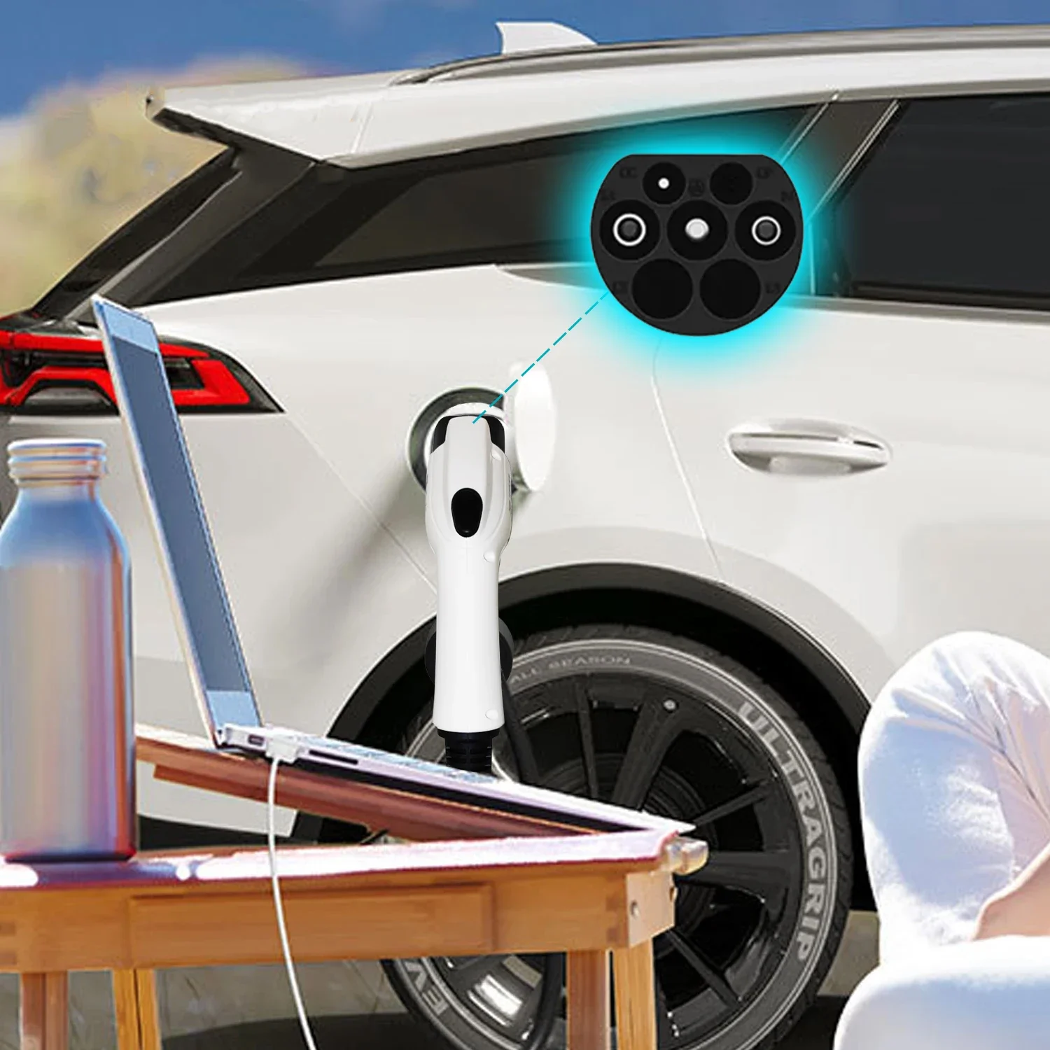 V2L connector EV charging adapter Electric Car Side Discharge Plug EV V2L GB/T EV charging BYD NETA Vehicle Charger Outdoor Camping Extended Plug Socket