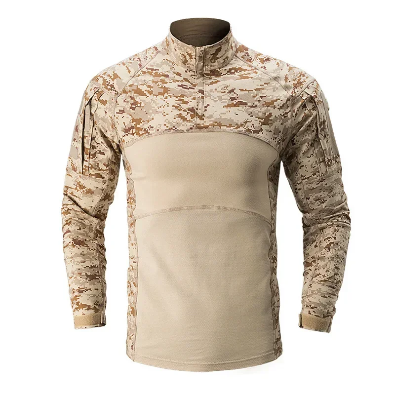 Men Military Tactical Long Sleeve T Shirt Camouflage Paintball Multicam Cotton Combat Camo Army
