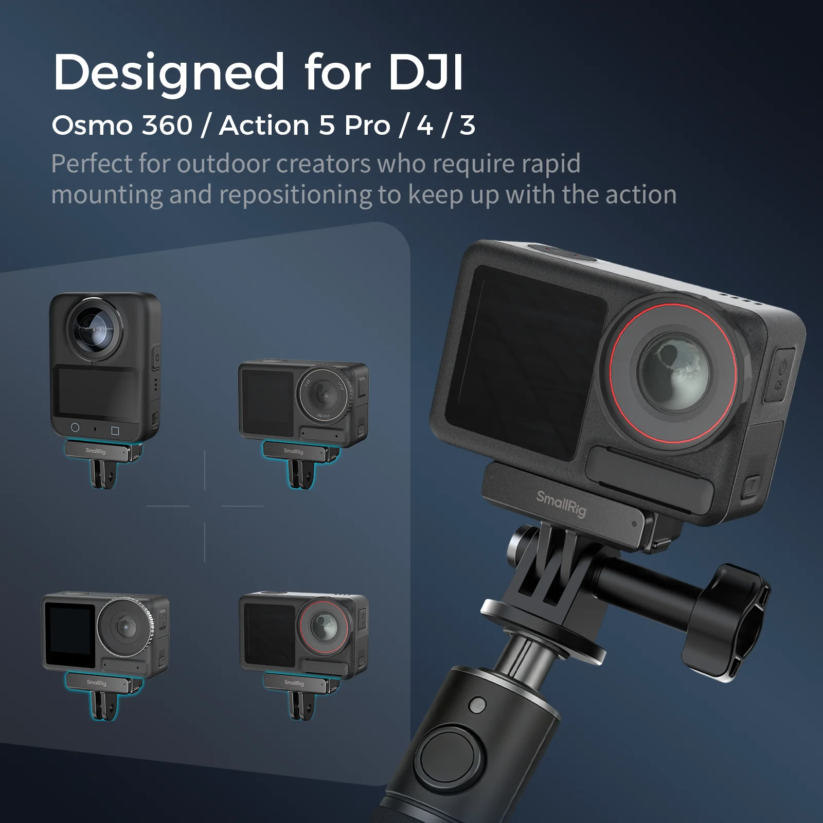스몰리그 어댑터 DJI 오스모 360 / 액션 5 프로/4/3 유니버설 액션 카메라 마운트 매직 암 셀피 넥 마운트 5813 지원