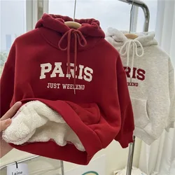 Winter Kids Fleece Thicken Hoodie Boys Long Sleeve Hooded Sweatshirts 2+y Young Children Clothing Autumn Girls Warm Letter Hoody