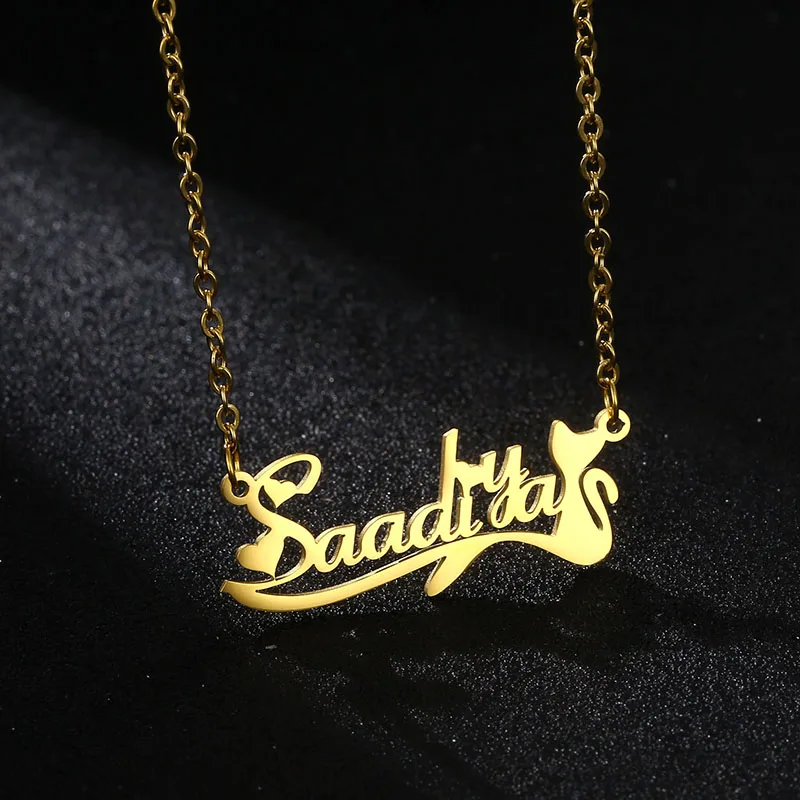 Customized Name Necklaces Stainless Steel Letter Pendant Butterfly Chokers  Gold Plated Women Jewellery Necklace 2021 New Style - Customized Necklaces  - AliExpress