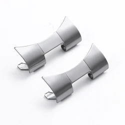 Stainless Steel Strap Connectors with Matte Polished Curved End Links - 9mm - 24mm (Silver)