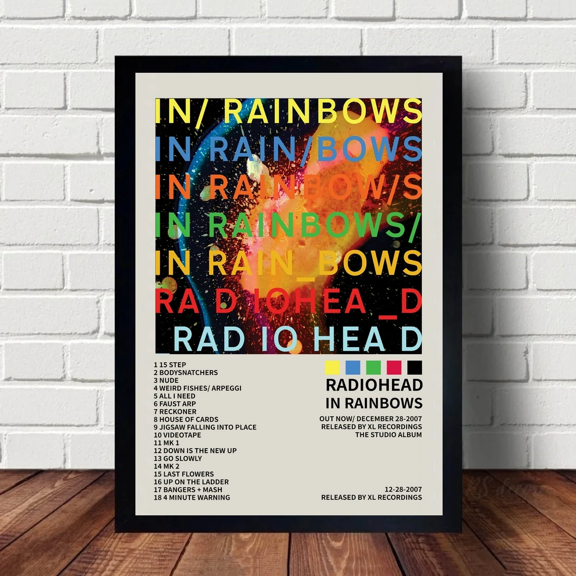 Radiohead In Rainbows Album Musicale Catalogo Di Canzoni Poster Canvas Art Print Decorazione Della Casa Pittura Murale (Senza Cornice)