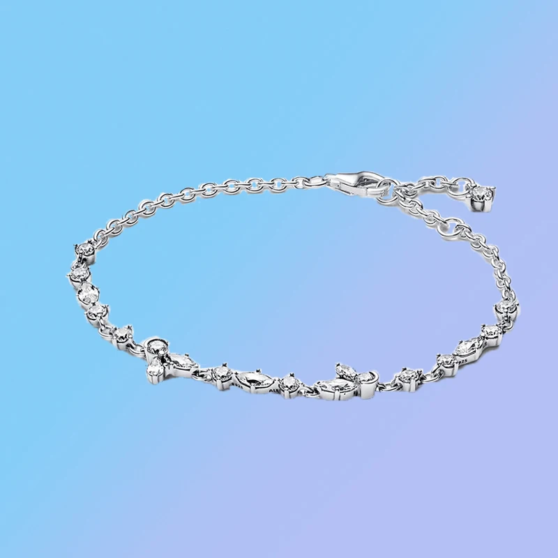 

S925 Silver Jewelry Sparkling Herbarium Cluster Chain Bracelet 2023 New Summer Embossed Leaves Gift for Girls