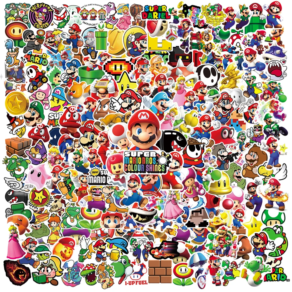 Cartoon Stickers 50/100/200Pcs Super Mario Game Laptop Notebook Skateboard Fridge Phone Waterproof Decal