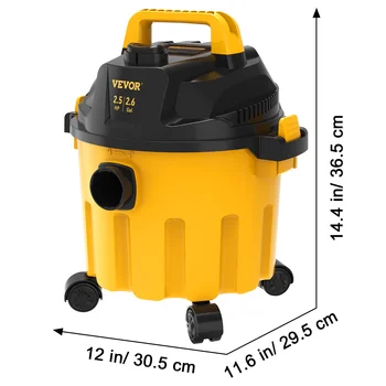 SucceBuy Wet Dry Vac 2.6 Gallon 2.5 Peak HP 3 in 1 Portable Shop Vacuum with Blowing Function Attachment Storage for Floor 6