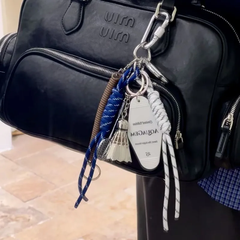 Personalized Baseball Car Keychain Creative Trendy Bag Decoration Pendant Trendy Letters Handmade Couple Woven Hanging Rope 5