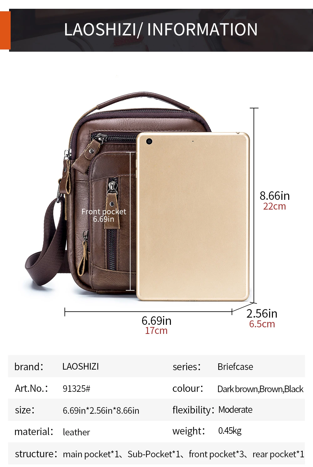Herren-Umhängetasche aus Rindsleder mit Hauptschicht, multifunktionale Einzelschultertasche, trendige Herrentasche im europäischen und amerikanischen Stil – Detail 5