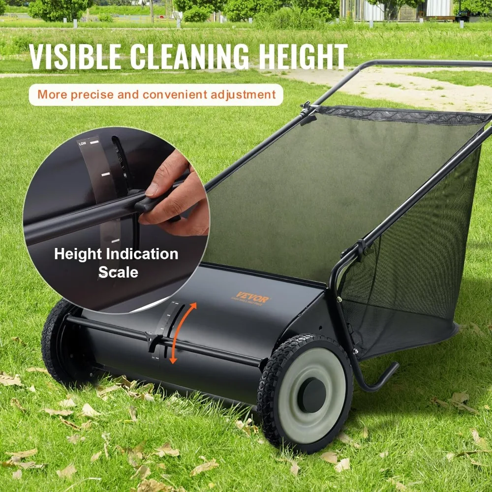 26 Wide Lawn Sweeper by VEVOR: Leaf and Grass Collection, Durable Steel Frame, Strong Rubber Tires