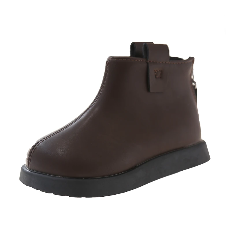 Children Ankle Boots Fashion Korean Style Kids Leather Boots Soft Bottom 2025 Autumn Winter New Girls Short Boots Round Toes