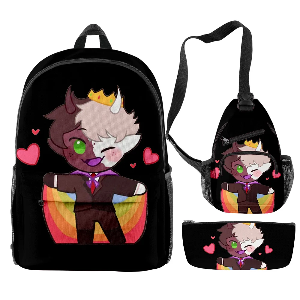Classic Fashion Funny Ranboo Dream SMP 3D Print 3pcs/Set pupil School Bags Trendy Travel Laptop Backpack Chest Bag Pencil Case