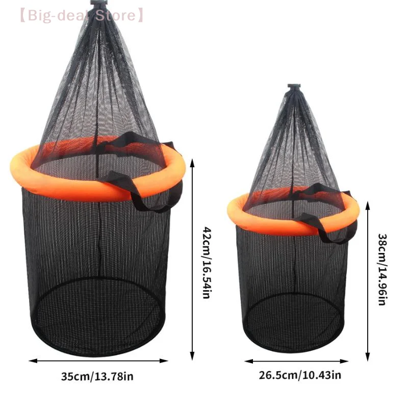 Floating Fishing Bait Basket Mesh Collapsible Fish Keeper Foldable Fishing Holder Bucket for Caught Fish