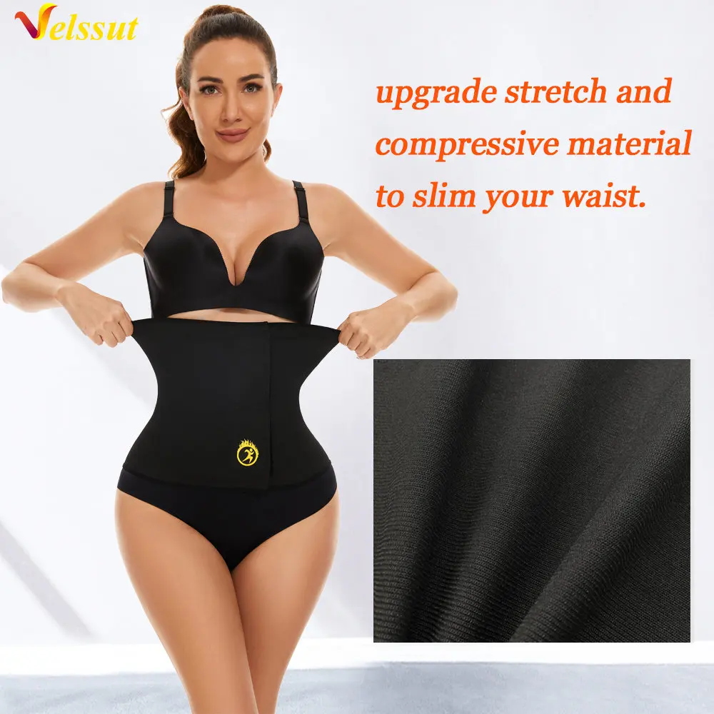 Velssut Waist Trainer for Women Fitness Belly Belt Weight Loss Waist Cincher Hot Sweat Girdle Ladies Body Shaper Workout Gym