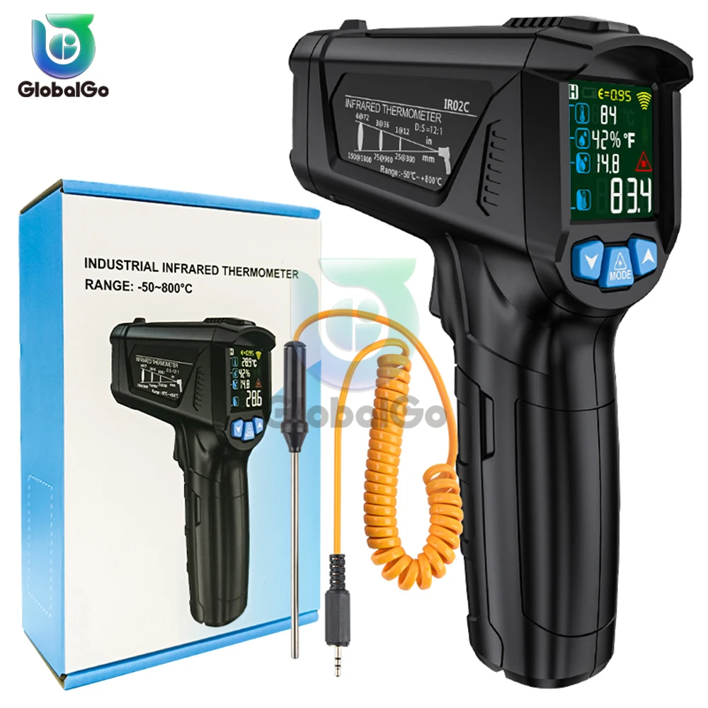 

Infrared Thermometer IR02C Non-contact Pyrometer Digital IR High Precision Laser Temperature Meter Sensor Humidity