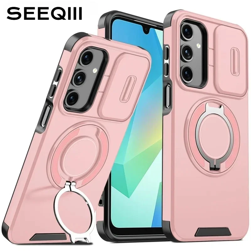 Enhanced Armor Case with Ring Holder and Slide Camera Protector Cover