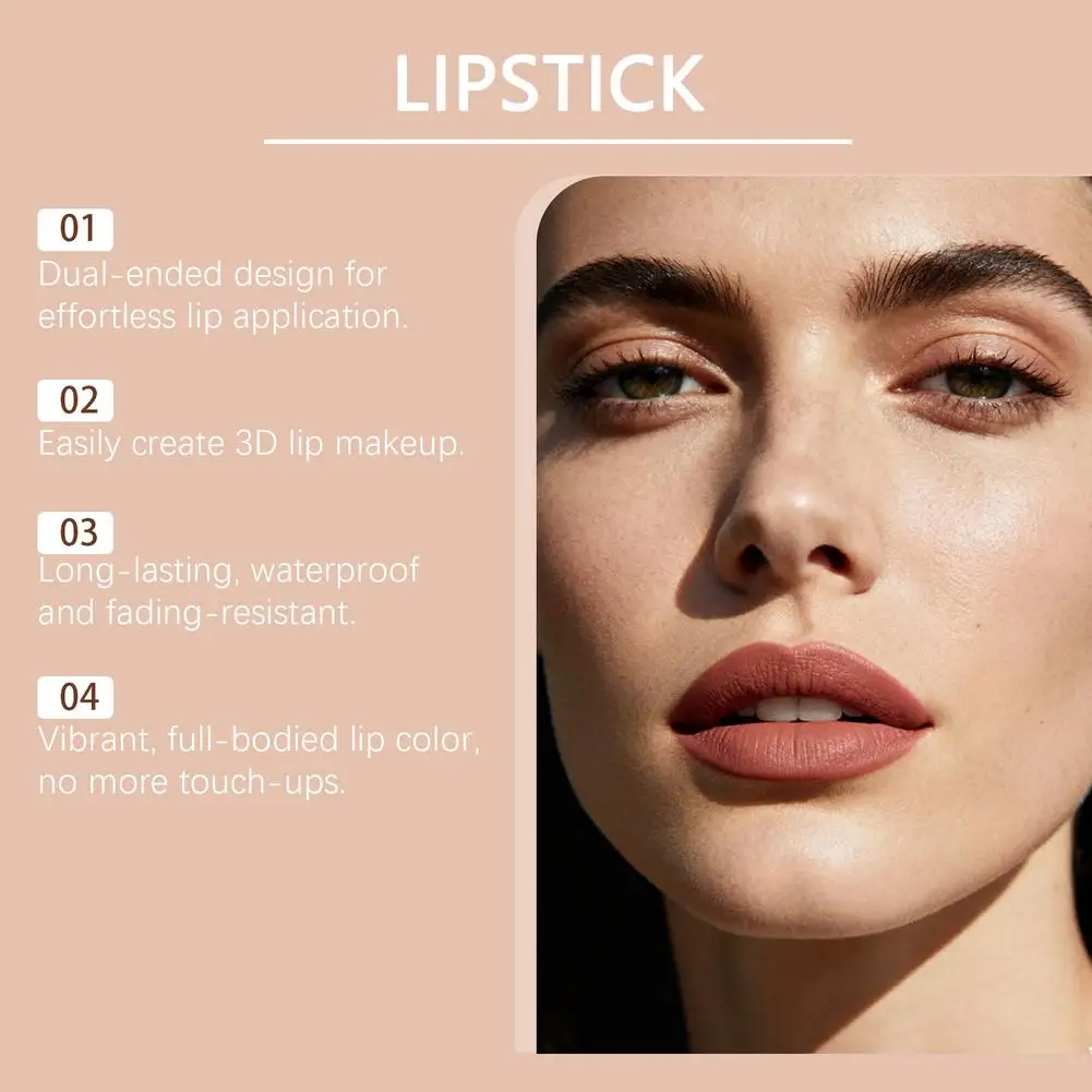 Bright Red Matte Lipstick Long Lasting Waterproof Lip Makeup_voghion.com