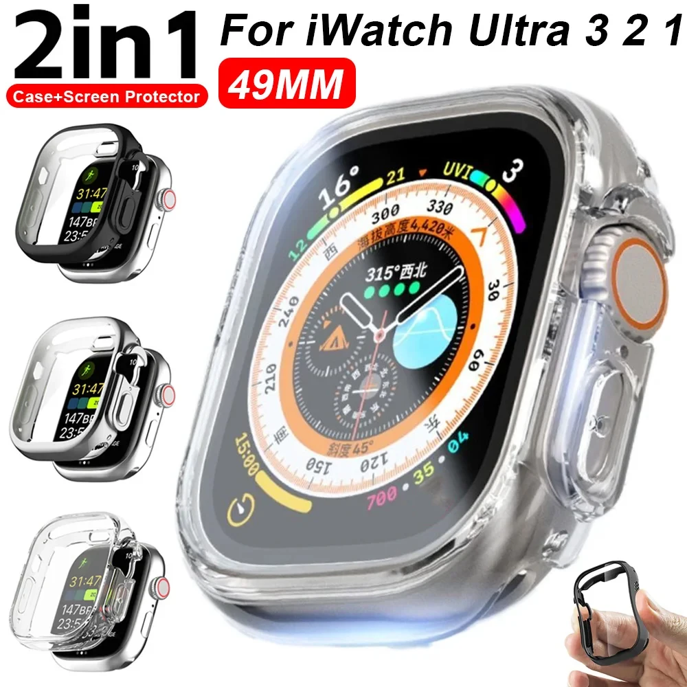 Screen Protector Soft Case for Apple Watch Ultra 3 2 1 49mm TPU Anti-Scratch Shockproof Shell Protective Cover for iWatch Ultra3
