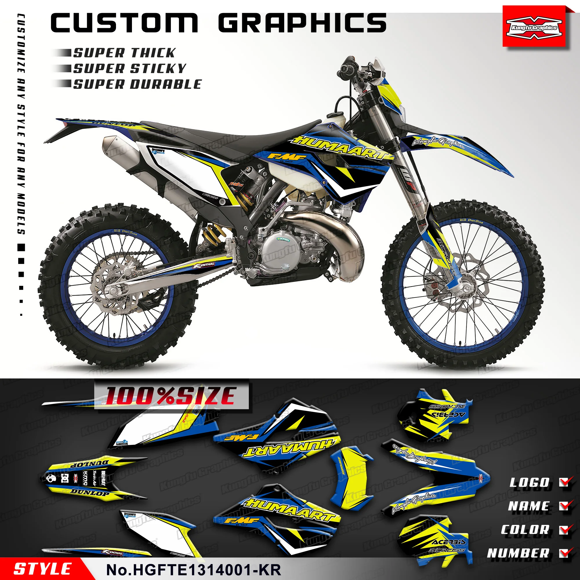 

KUNGFU GRAPHICS стикеры мотокросса, Виниловая пленка для Husaberg TE 125 250 300 / FE 250 350 450 501 2013, HGFTE1314001-KR