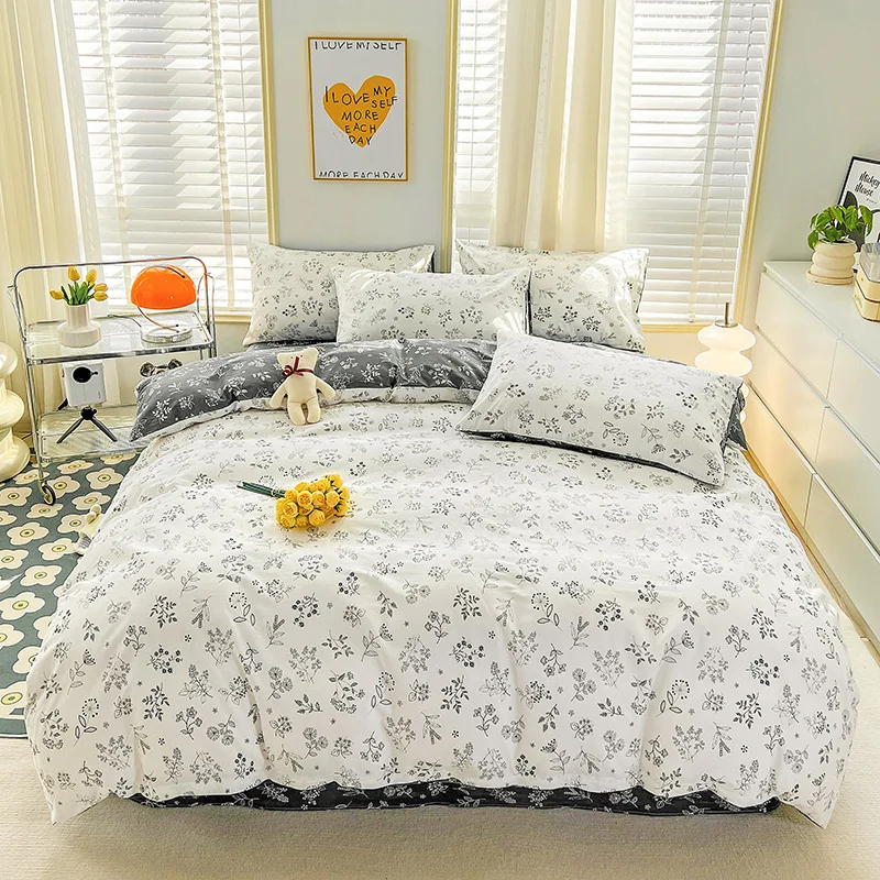 

100% Cotton Japanese Korean Style Bedding Set,1 Duvet Cover,2 Pillowcase,133x72 Fabric,Soft,Breathable,No Bed Sheet