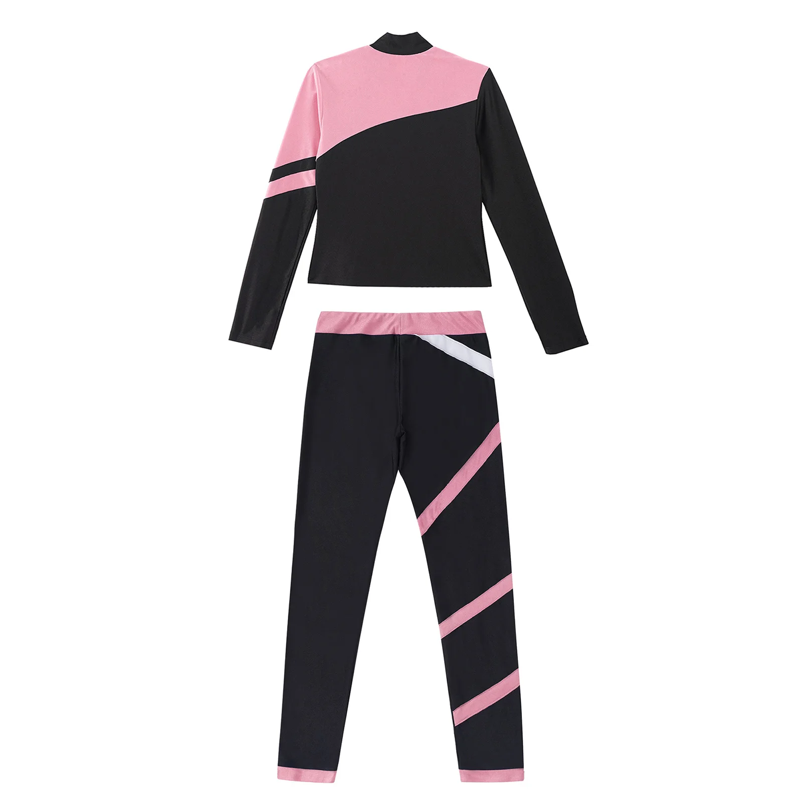 Kids Clothing Set Kids Sports Suit Children Sports Suit Kids Girls Figure Skating Gymnastic Sports Suit Long Sleeve Athletic Sweatshirt Top Leggings Yoga Workout Running Tracksuit