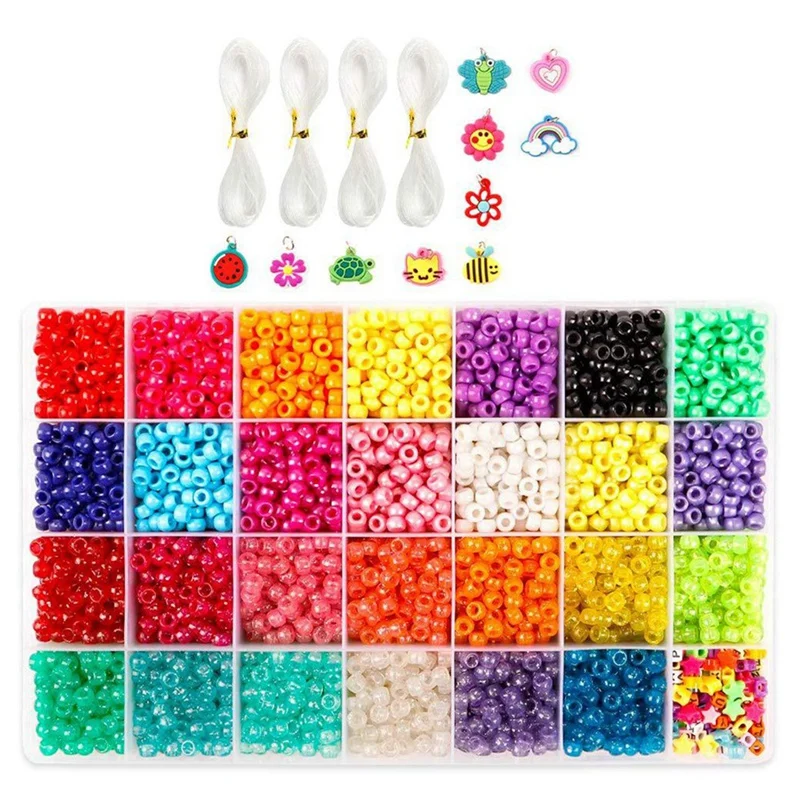 

4600Pc Pony Beads Large 28 Grid Box Barrel Beads Early Education Puzzle Bead Material DIY Bracelet Accessories