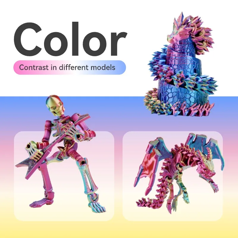 Conjure Silk PLA Rainbow Matte Multi-Color 1.75mm Dual/Tri Colors Fast Filament Plastic 1KG For 3D Printer Materials - 5