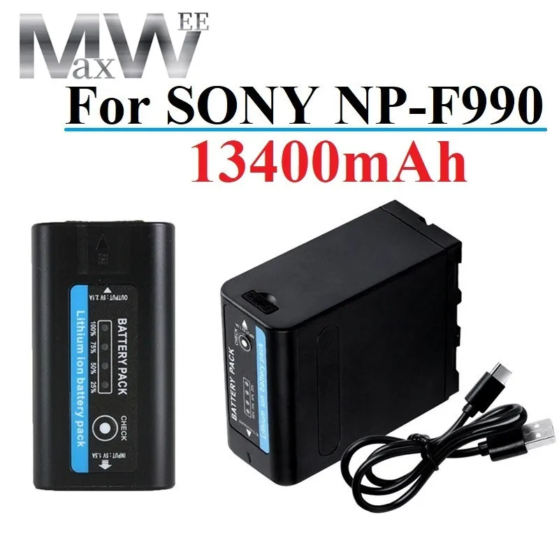 

New Upgrade 13400mAh NP-F990 NP-F970 F960 F970 Battery with LED Power Indicator for Sony F960 F550 F570 F750 F770 MC1500C 190P