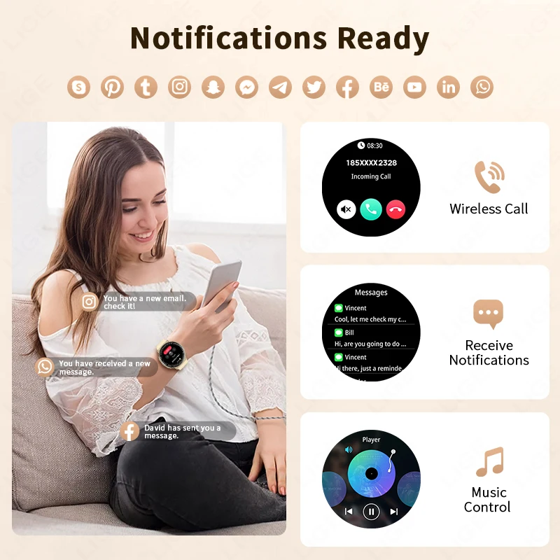 LIGE New GPS Sports Track Smart Watch Women 1.39" HD Heart Rate Blood Oxygen Bluetooth Call IP68 Waterproof Men Smartwatch 2026