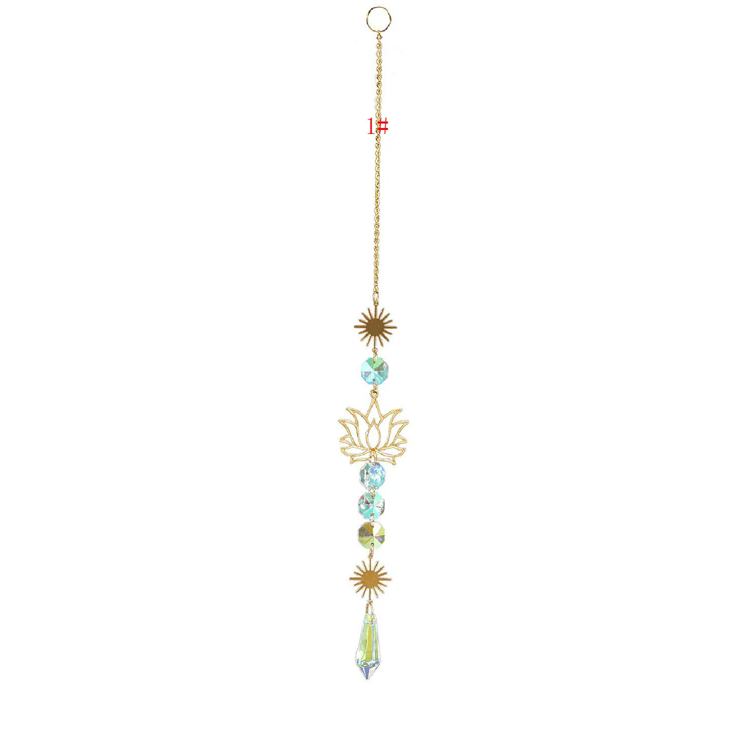Sun Catcher Crystal Pendant Sun Catchers Window Ornament 1PC Crystal SunCatcher Lotus Hanging Suncatcher Rainbow Maker Chakra Light Catcher Stained Glass Window Outdoor Garden Decor