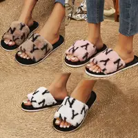 Casual Fluffy Slippers Women House Luxury Designer Shoes Ladies Home Elegant Spring Autumn Fashion Footwear Open Toe Large Size 1