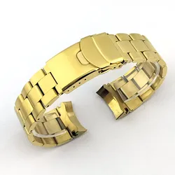 Men's 22mm Solid Stainless Steel Sports Strap Bracelet with Curved End - 22mm (3)