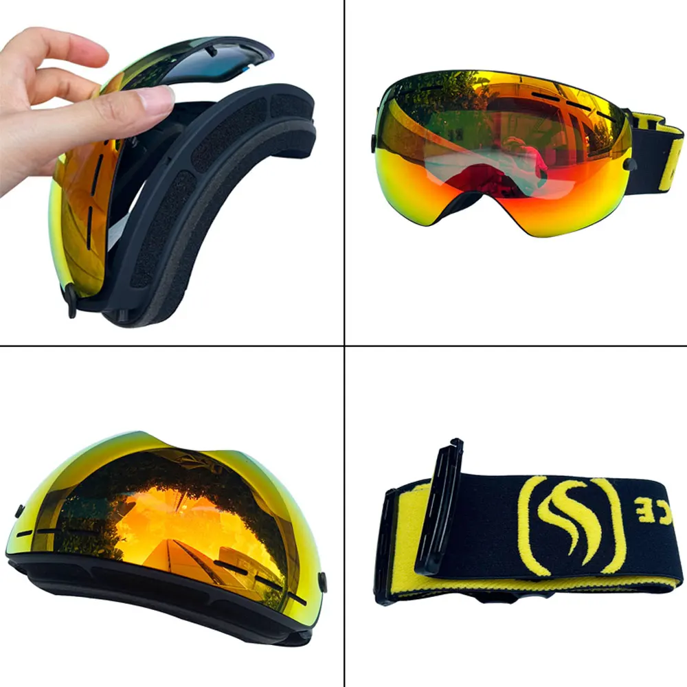 Big UV400 Double Layers Anti-fog Ski Goggles Lens Ski Mask Glasses Skiing Snow Snowboard Eyewear Mirror polarize Goggles for men 3