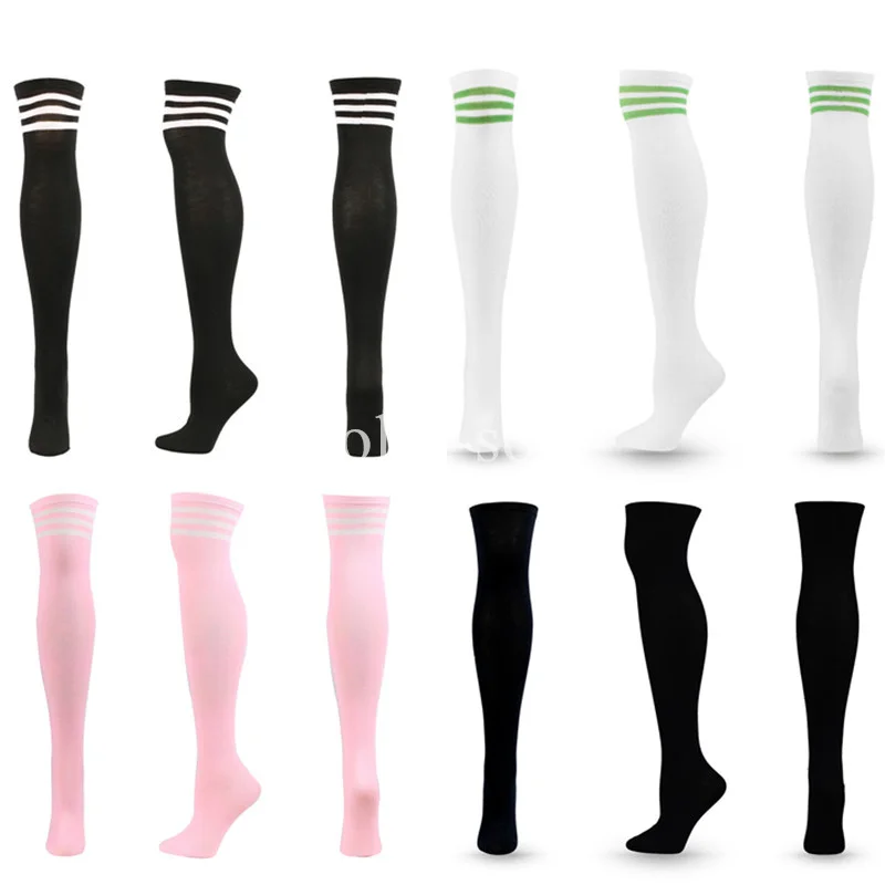 Compression Socks Football Stripe Long Socks Women Thigh High Over Knee Stockings Club Party Warm Knee High Gym