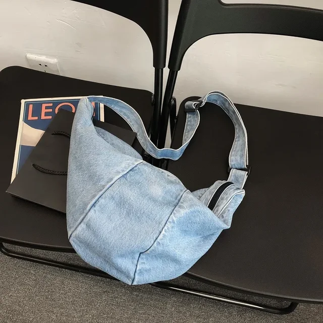 Bolso de hombro grande de lona para mujer, bolsa de compras de alta capacidad, bandolera de mezclilla cruzada